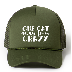 One Cat Away From Crazy Trucker Hat
