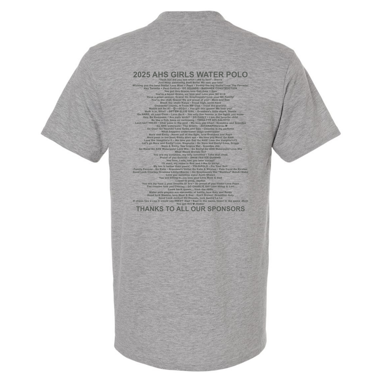 Atascadero High Polo Sponsor Short Sleeve T-Shirt Heather Grey