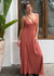 Linen Striped Open Back Maxi Dress