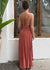 Linen Striped Open Back Maxi Dress