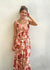 Floral Print Tank Midi Dress with Vertical Piping