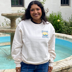 SLO Sun Rays Blue Letters Crewneck