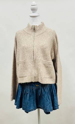 Zip Up Coat with Pockets Cocoa