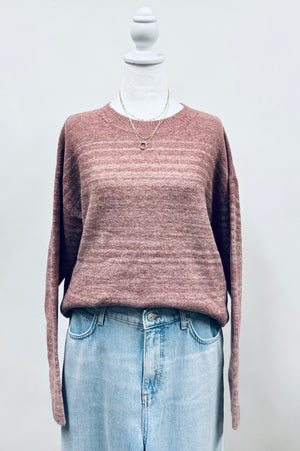 Gradiant Tone Striped Sweater Pink