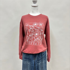 Linocut Sunflowers Comfort Colors Crewneck