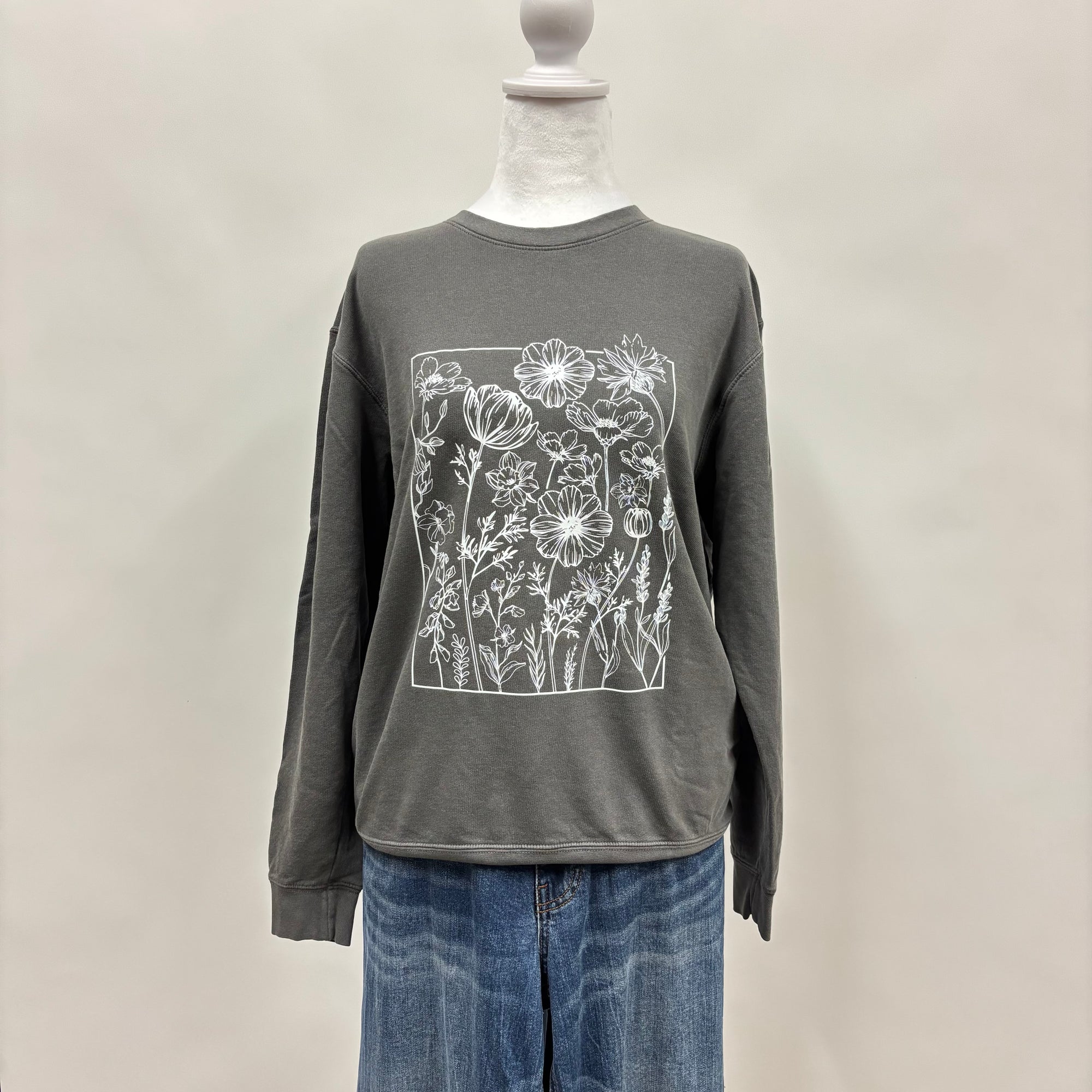 Linocut Sunflowers Comfort Colors Crewneck