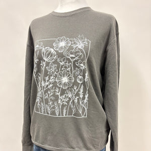 Linocut Sunflowers Comfort Colors Crewneck
