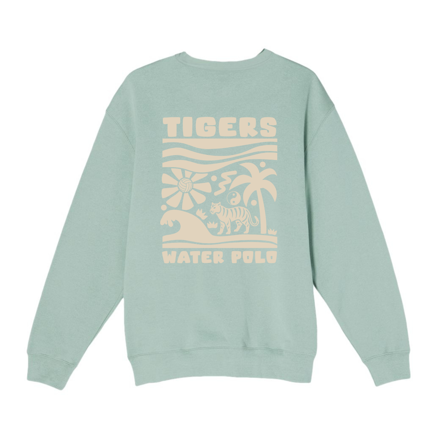 SLO High Water Polo Tiger Jungle Crewneck Seafoam