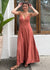 Linen Striped Open Back Maxi Dress
