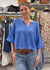 Cropped Patch Sweater - Blue
