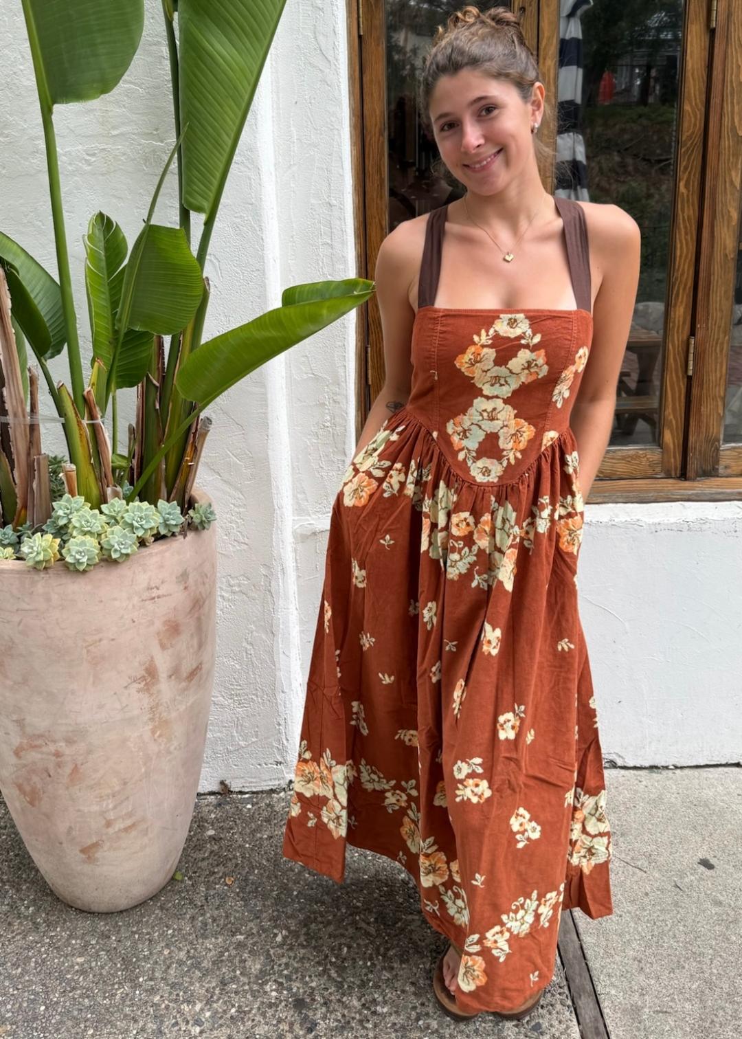 Free People Until Dawn Midi Dress - Cinnamon Combo