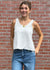 Ivory/Latte Striped Linen Tank Top
