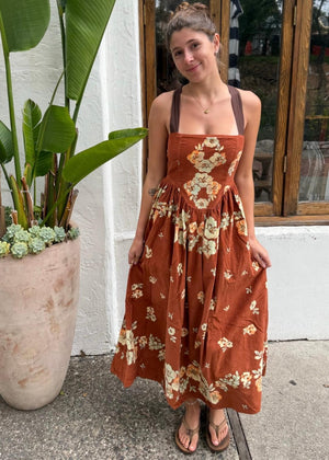 Free People Until Dawn Midi Dress - Cinnamon Combo