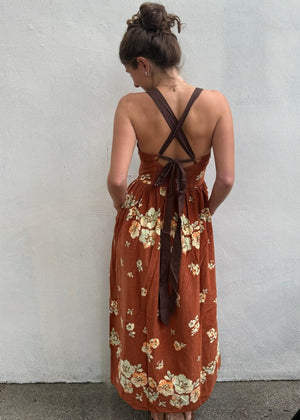 Free People Until Dawn Midi Dress - Cinnamon Combo