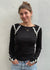 Free People Lost Love Long Sleeve Top - Black Combo