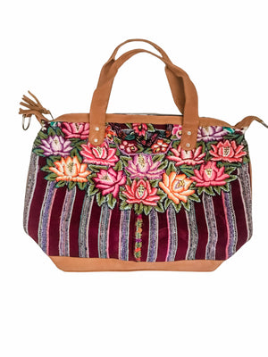 Floral Embroidery Huipil and Eyelet Lace Shoulder Bag - Turtle Island  Imports