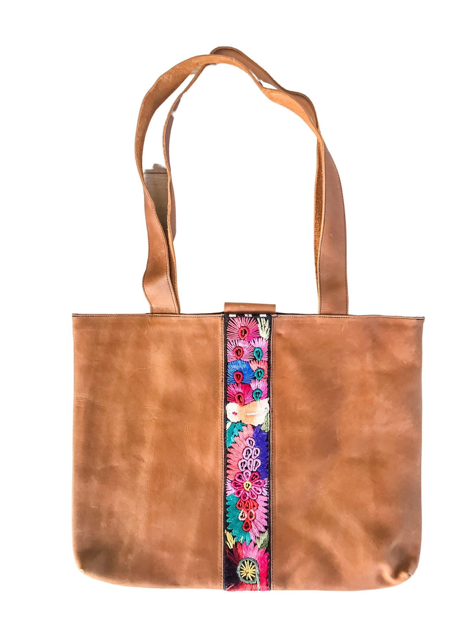 Abril Guatemalan Tan Leather Tote Bag - 10701