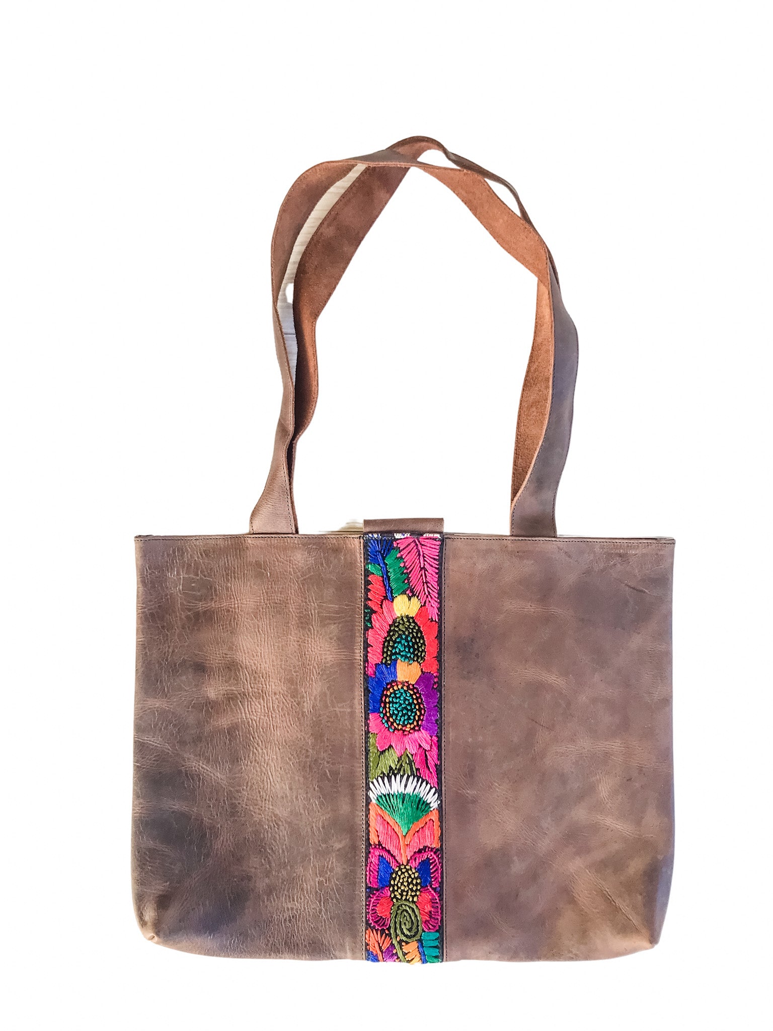 Abril Guatemalan Leather Tote Bag - 10702