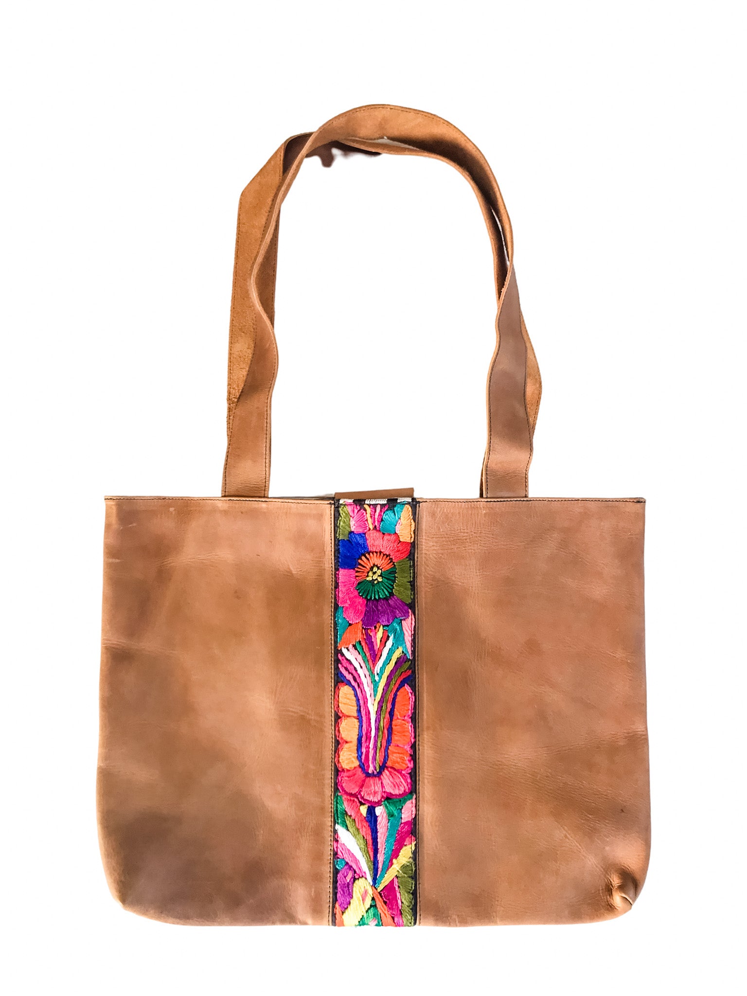 Abril Guatemalan Leather Tote Bag - 10703
