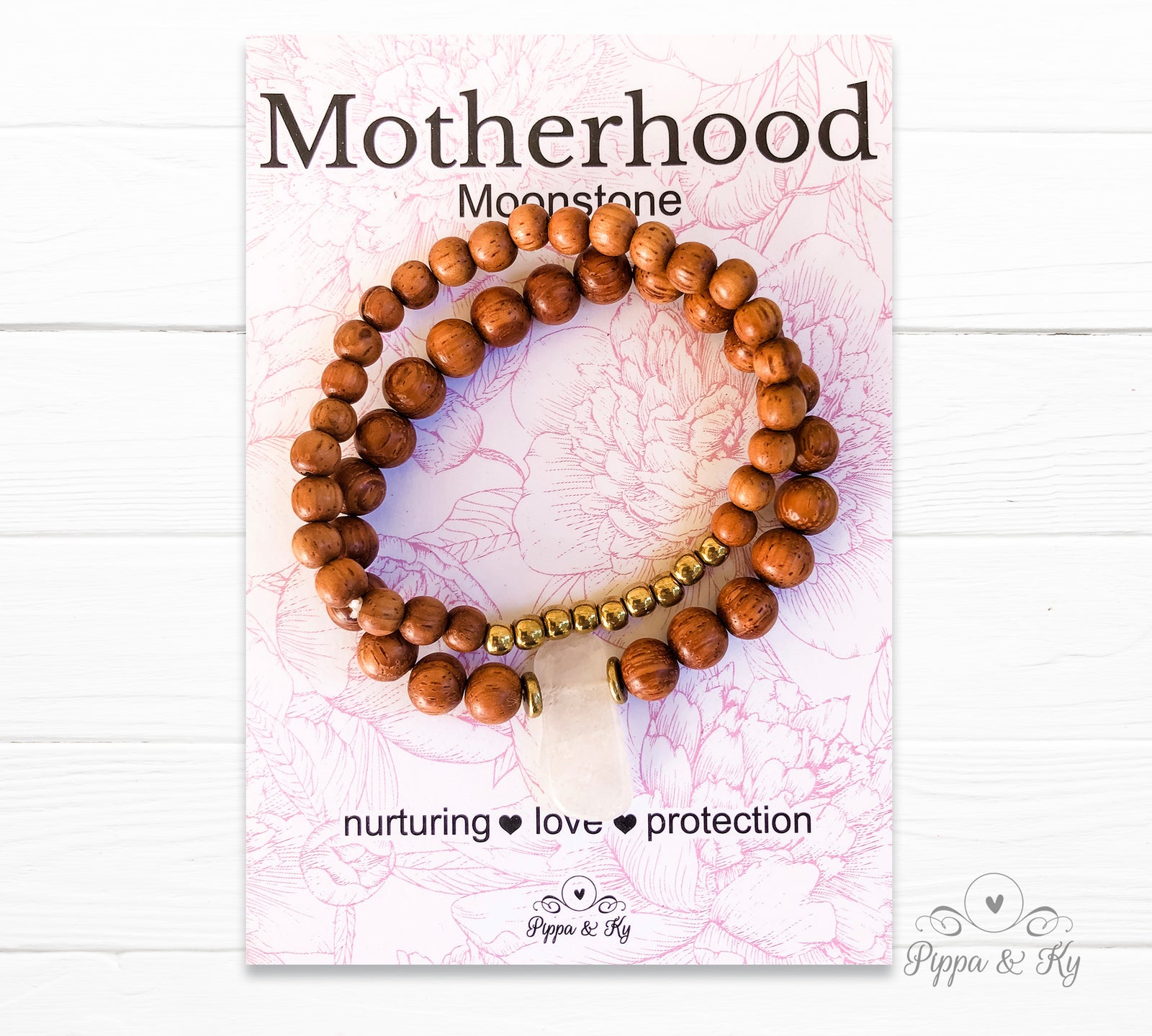 Moonstone beaded diffuser bracelet