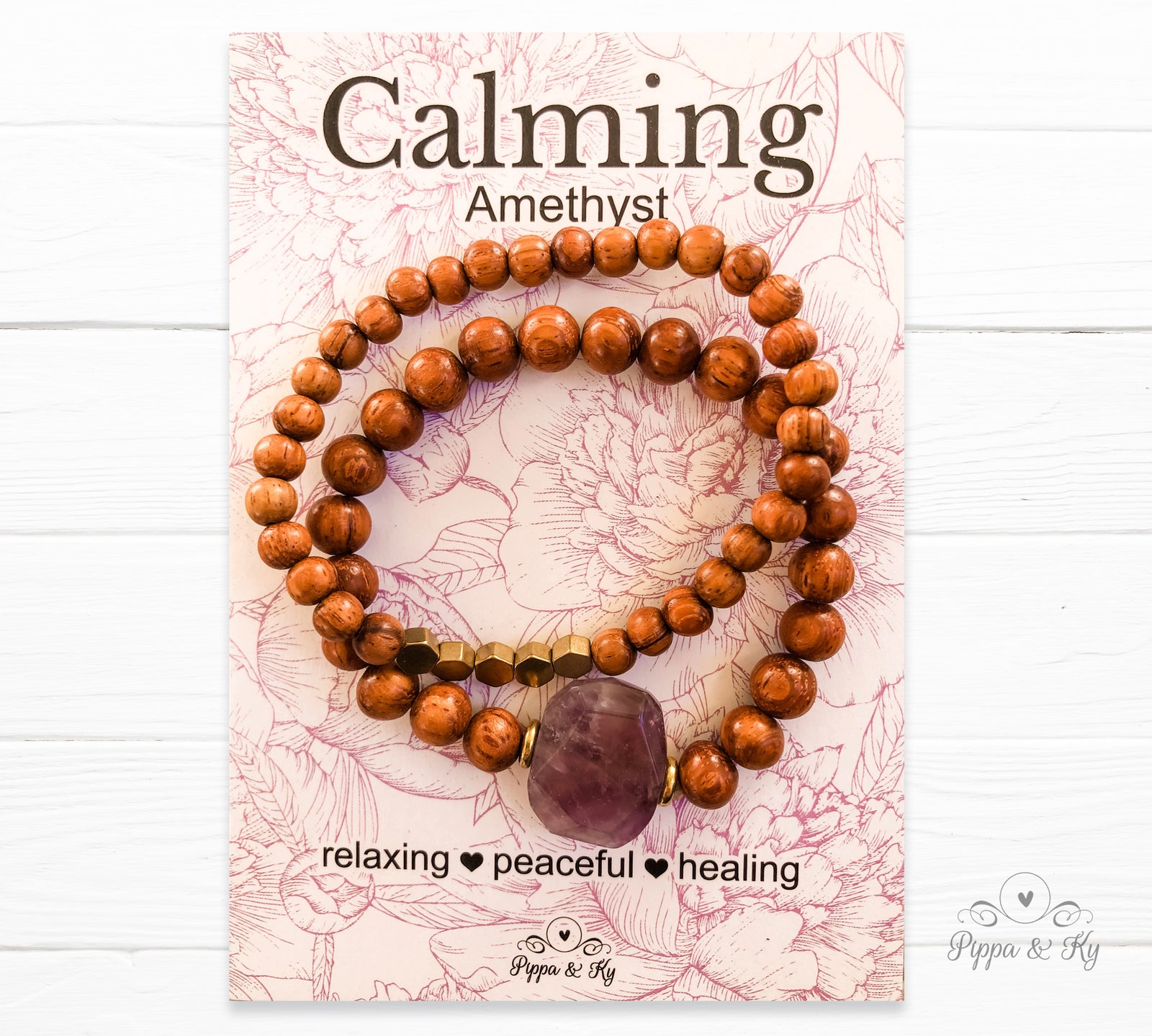 Calming Amethyst Gemstone Essential Oil Diffuser Bracelet