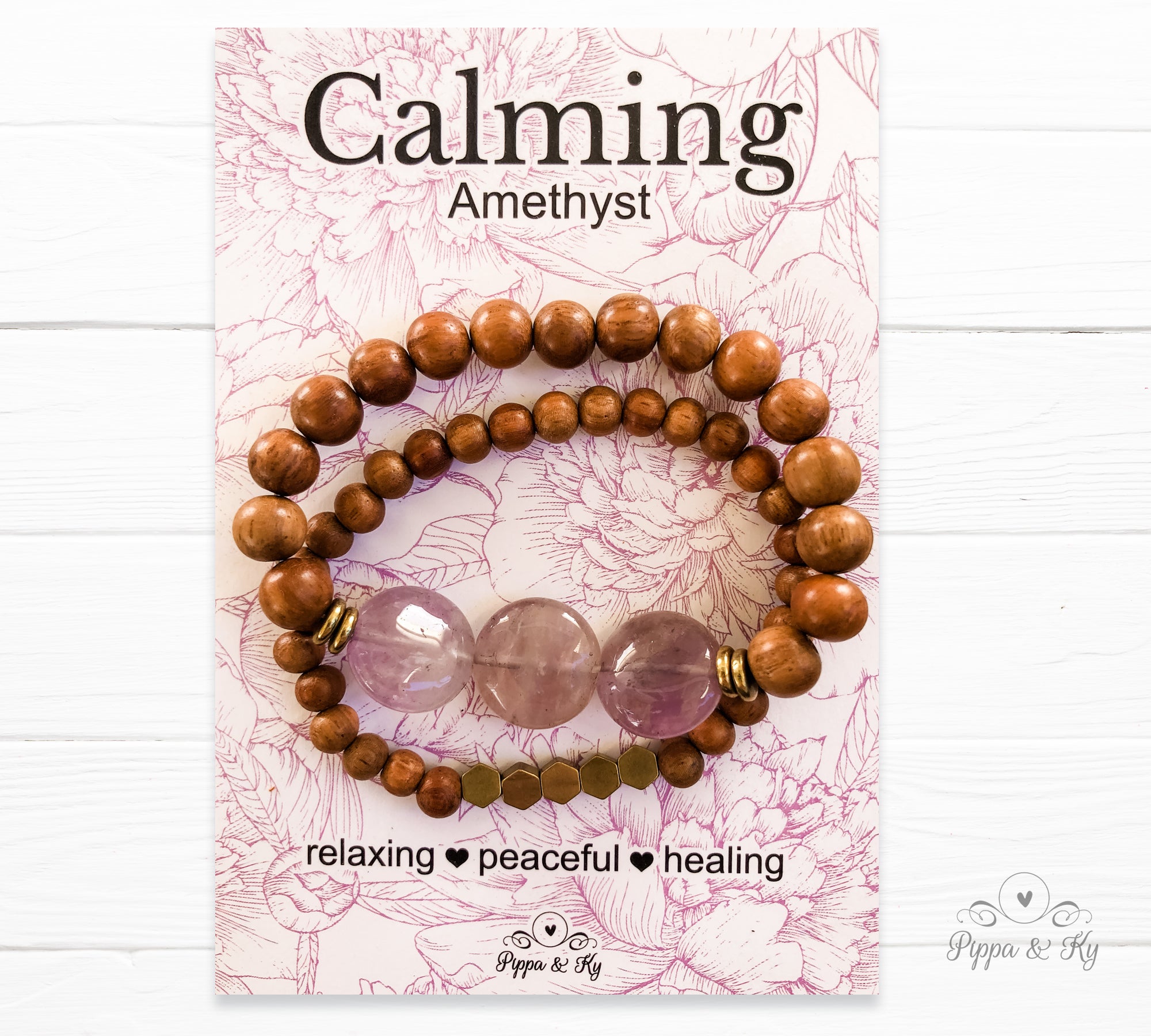 Calming Amethyst Gemstone Essential Oil Diffuser Bracelet
