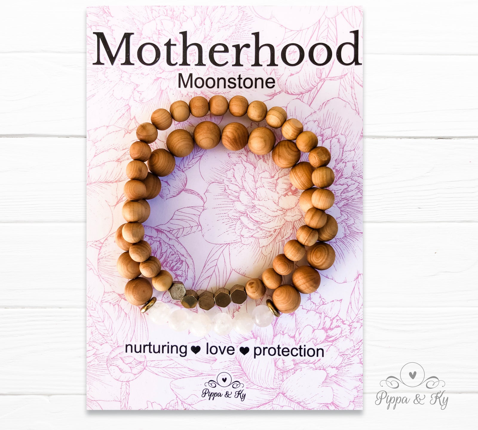 Moonstone Wood Diffuser Bracelet