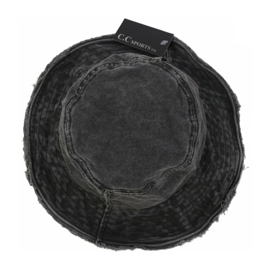 C.C. Washed Denim Bucket Hat - Black