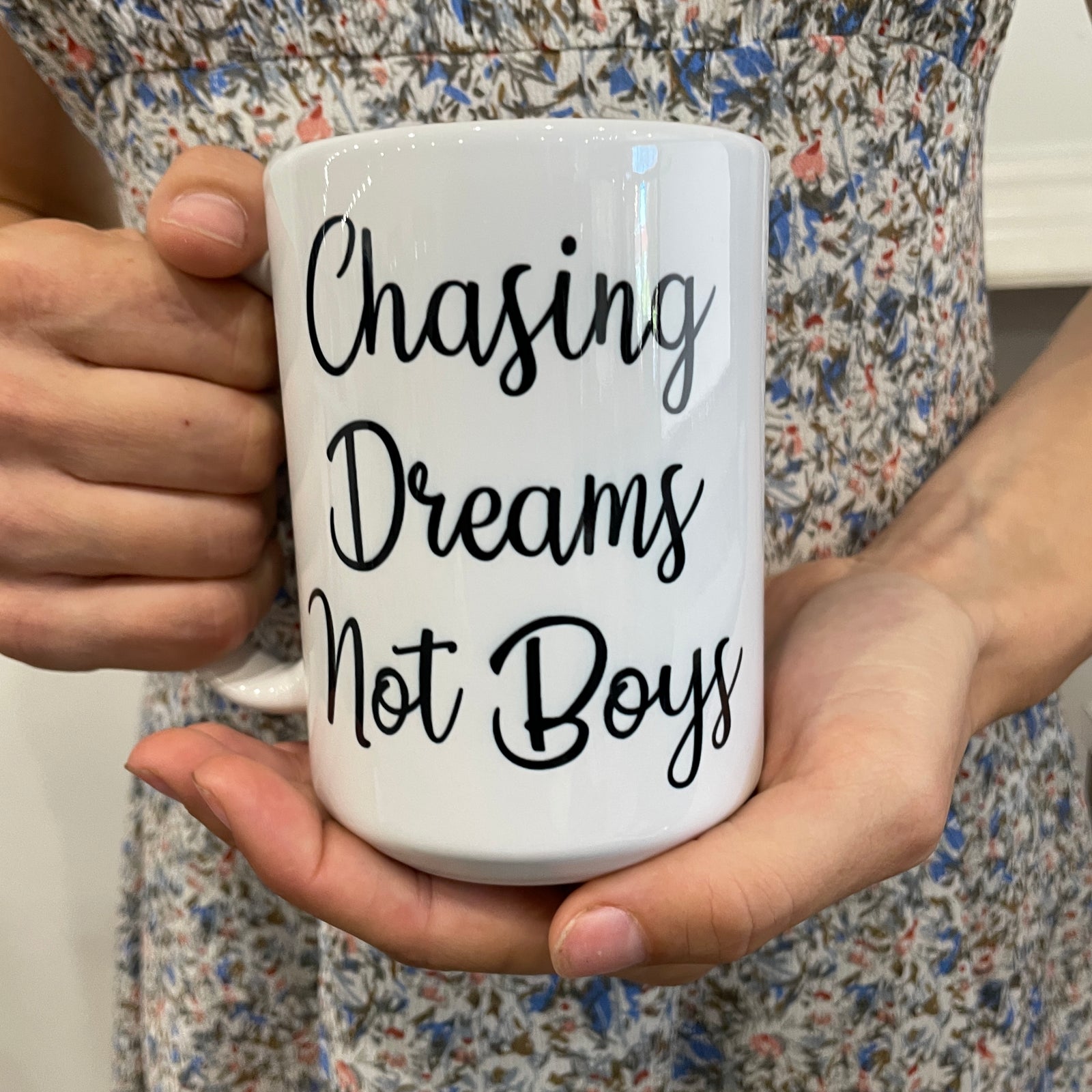 Chasing dreams not boys mug