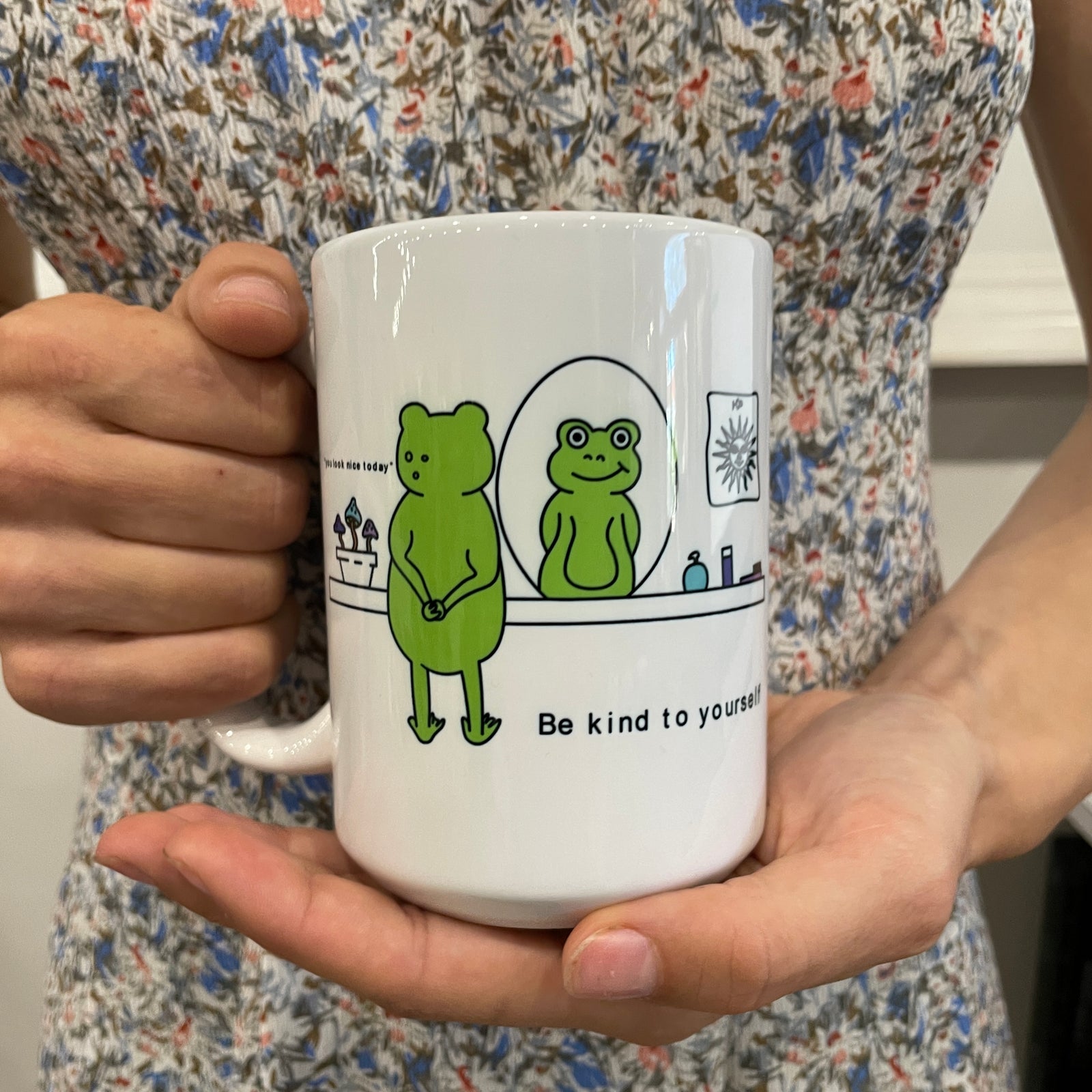 Be kind to yourself frog mug