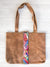 Guatemalan Tan Leather Tote Bag with Colorful Faja Belt Detail
