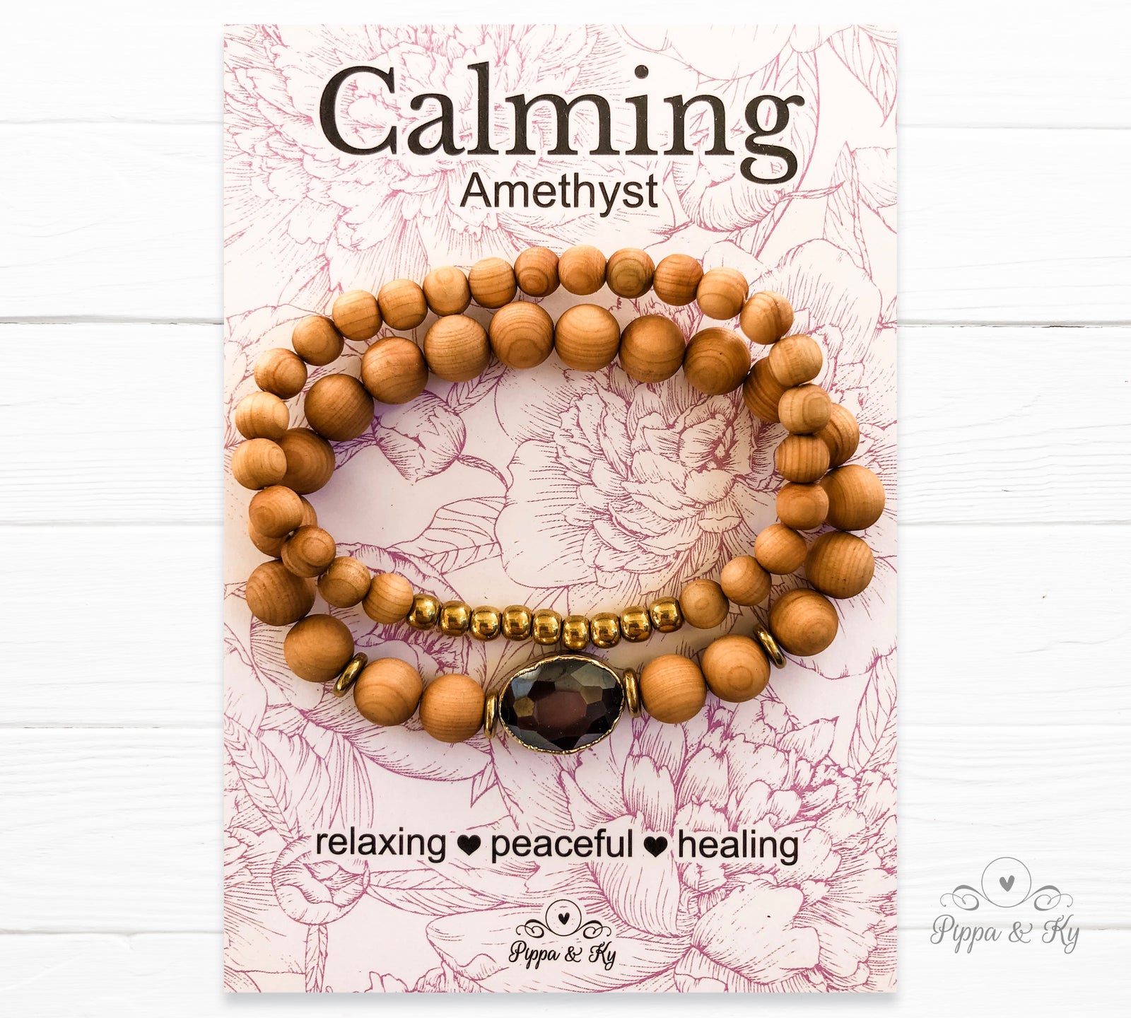 Amethyst Wooden Beaded Diffuser  Bracelet 